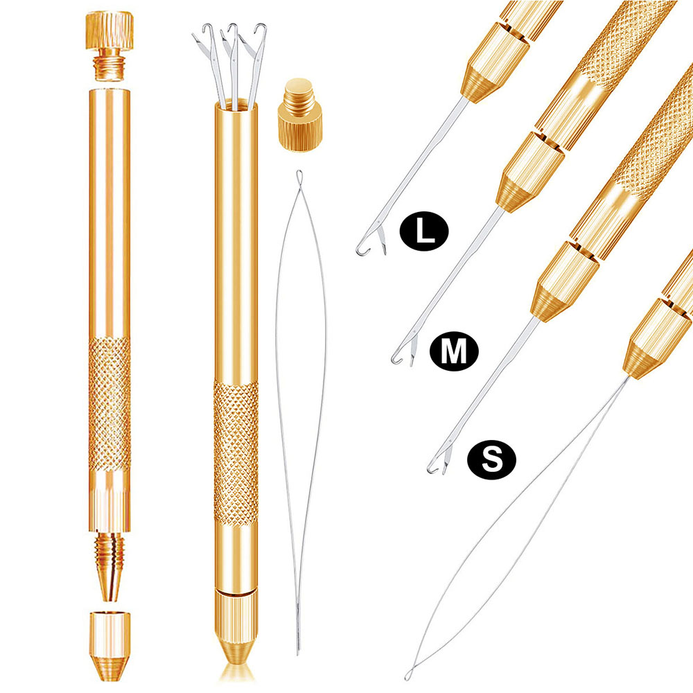 Needle Threader Tool - 4-in-1 Hair Extension Tools,Loop Needle Threader,