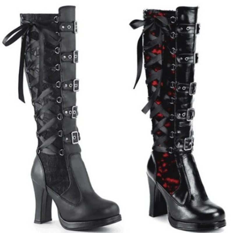 Sewing Cotton - Punk Gothic Style Women's Knee High
