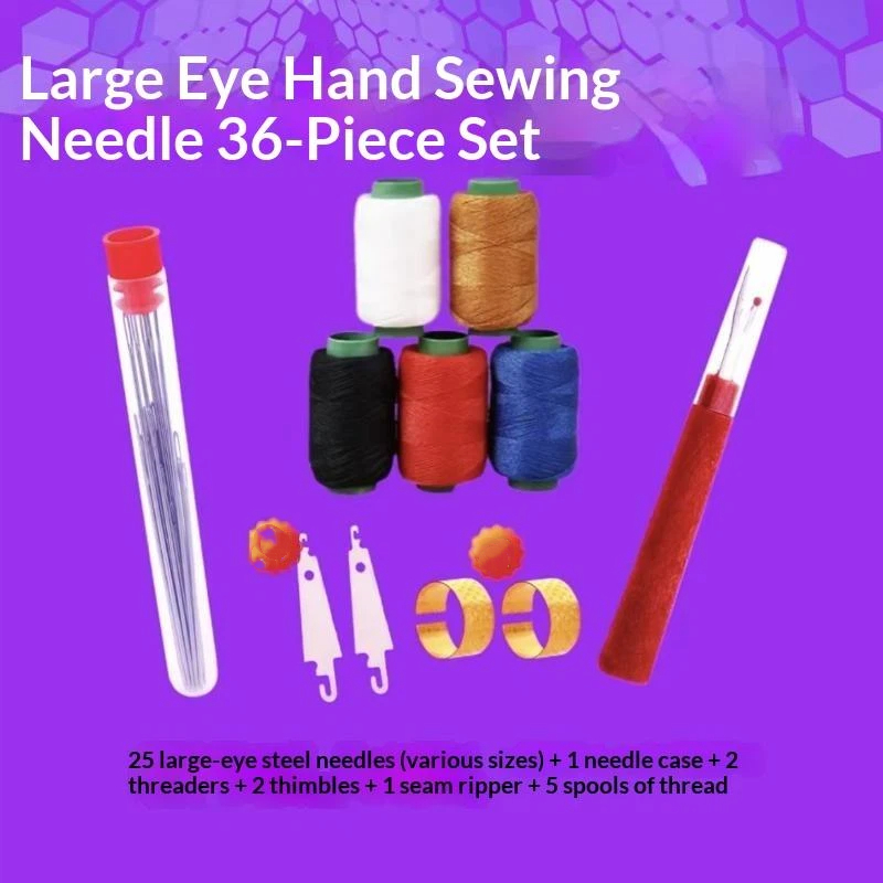 Needle Threader Tool - Big Eye Sewing Needles Set Steel