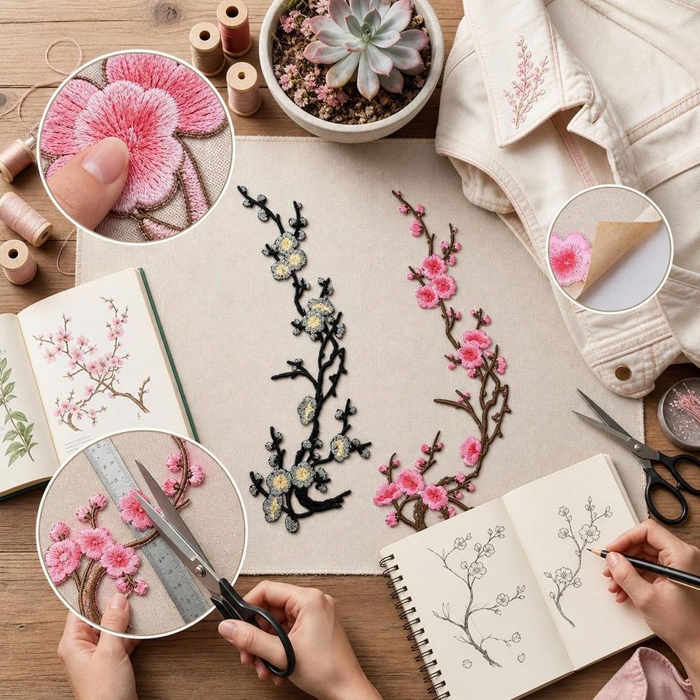 DIY Cherry Blossom Iron On Pat - Sewing Textiles review and price
