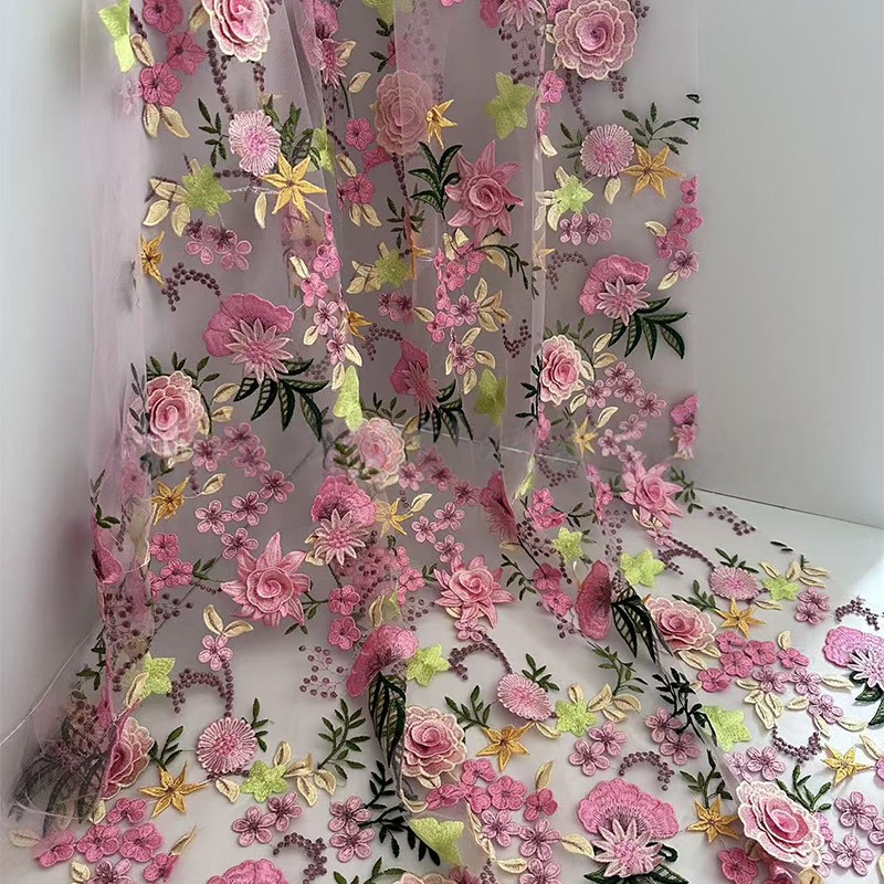 90x130cm 3D Floral Embroidered - Sewing Textiles review and price