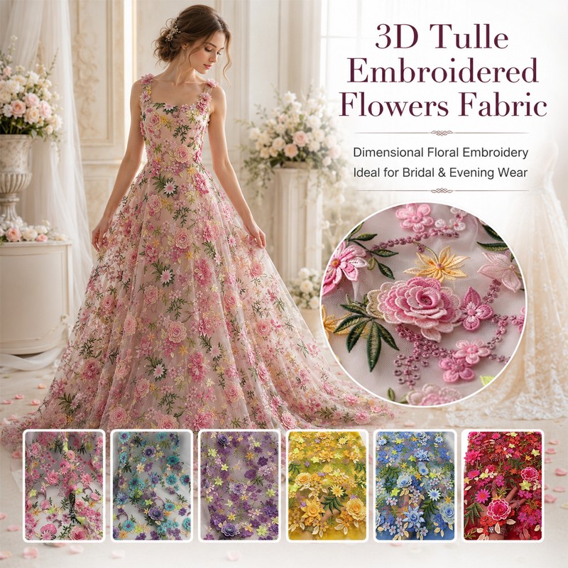 90x130cm 3D Floral Embroidered - Sewing Textiles review and price