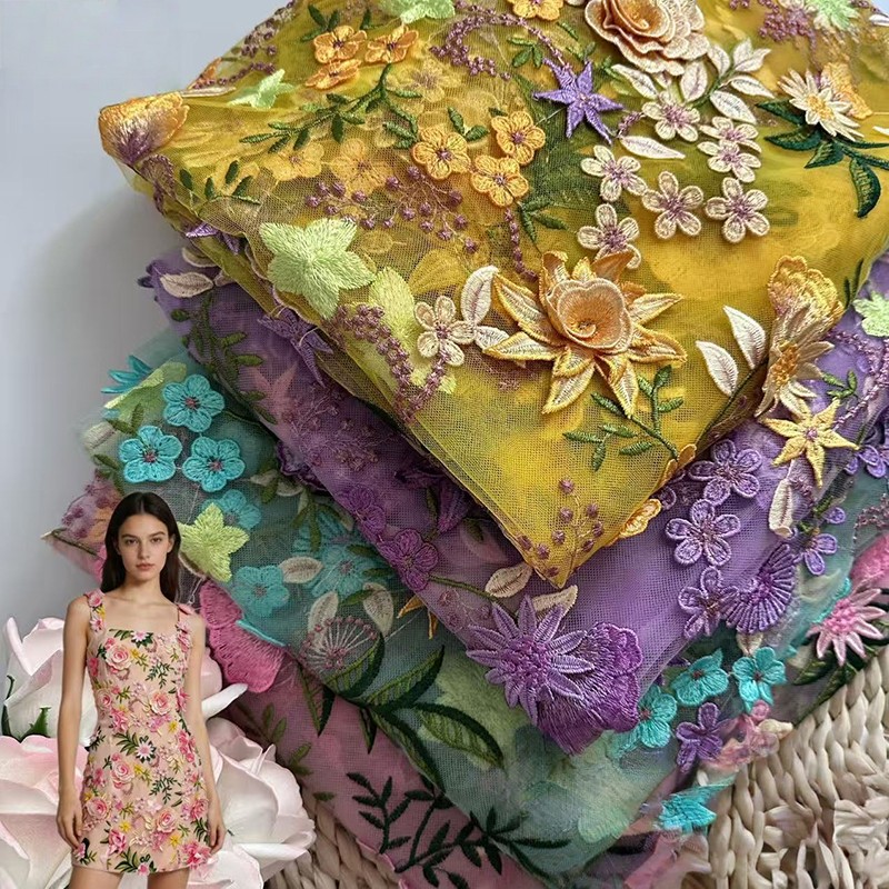 90x130cm 3D Floral Embroidered - Sewing Textiles review and price