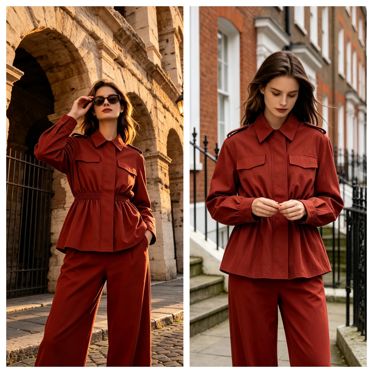 Women's High Waist Pants Set 2 - Shoulder Pad Set In review and price