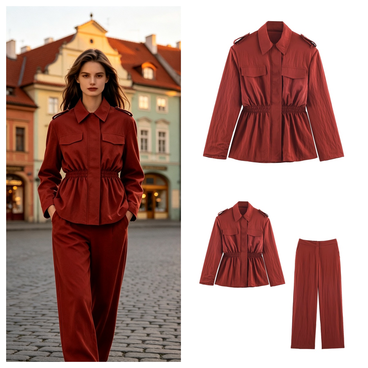 Women's High Waist Pants Set 2 - Shoulder Pad Set In review and price