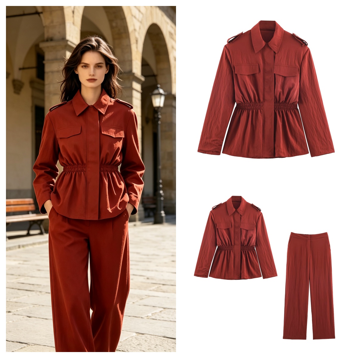 Women's High Waist Pants Set 2 - Shoulder Pad Set In review and price